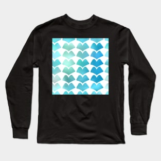 Blue Ginkgo Array on White 5748 Long Sleeve T-Shirt